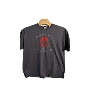 Harley-Davidson Shirt Mens 3XL Gray Skull Crossbones Marysville WA Biker Dealer